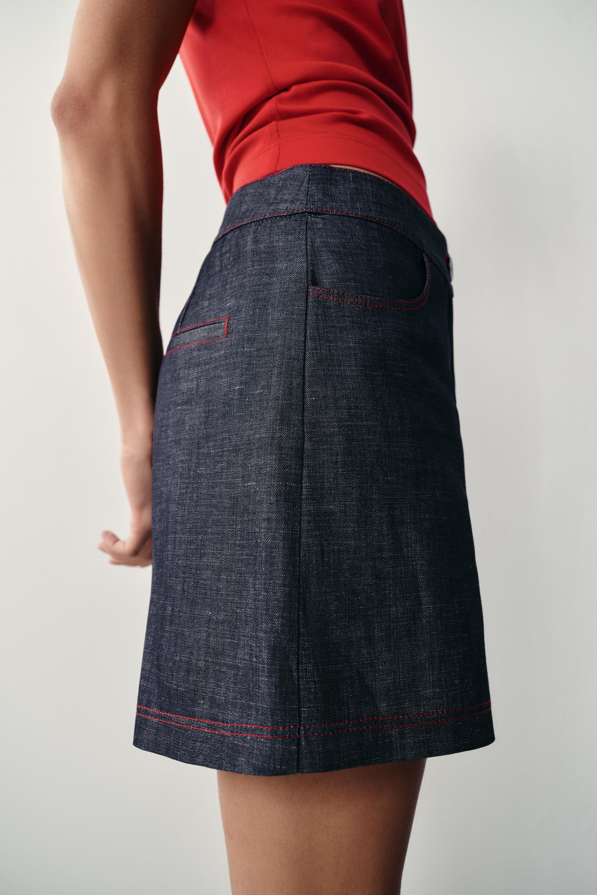 CONTRAST TOPSTITCHING LINEN SHORTS