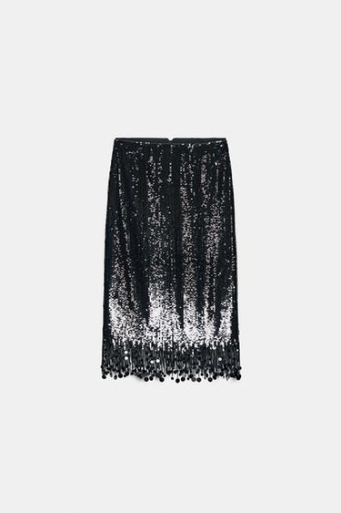 JUPE LONGUE PAILLETTES ZW COLLECTION - Noir de Zara - Image 3