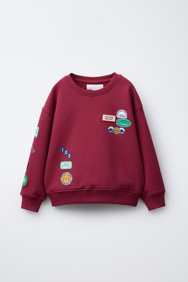 PATCH SWEATSHIRT - Maroon by Zara - Image 0