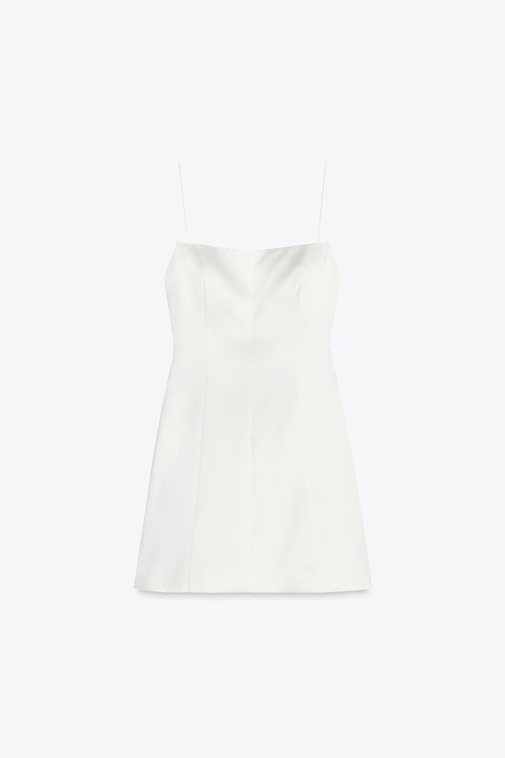 ZARA バックリボン サテンショートワンピース 3157/371 バックリボン サテンショートワンピース - オフホワイト | ZARA