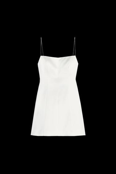 Zara SATIN EFFECT SHORT DRESS WITH BOW DETAIL - Oyster-white - Image 0