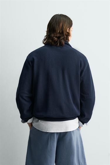 SWEAT PIQUÉ COL ZIPPÉ - Bleu marine de Zara - Image 2