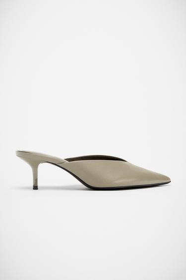 POINTED KITTEN HEEL SLINGBACK SHOES - Taupe Grey by Zara