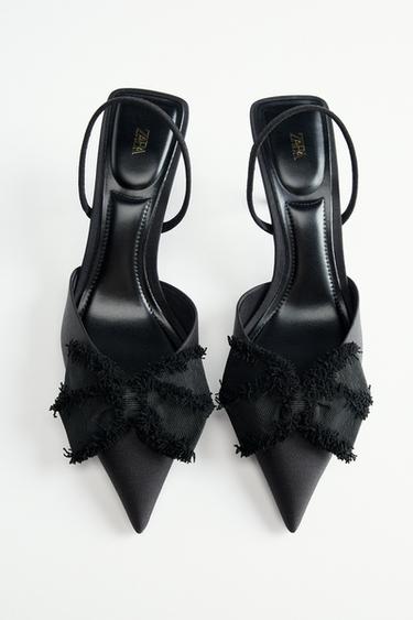 SLINGBACK HEELS WITH BOW - Black by Zara