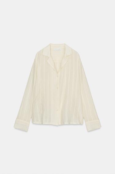 Zara ZW COLLECTION STRIPED SHIRT - Ecru
