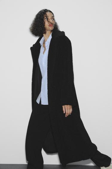 LONG FAUX SHEARLING COAT - Black by Zara