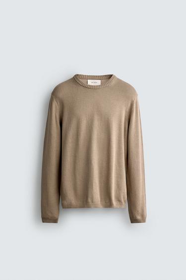 RELAXED FIT COTTON JUMPER - Light brown by Zara