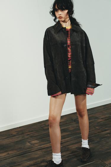 Zara 100% SUEDE OVERSIZED JACKET - Rust - Image 0