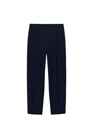 Zara PINSTRIPE PANTS - Navy blue
