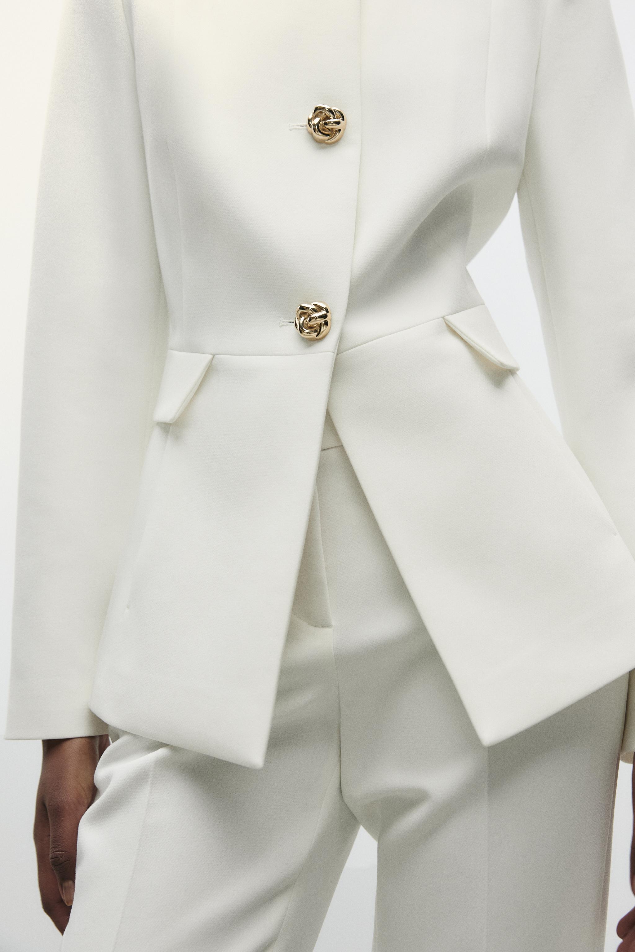 FITTED CREW NECK BLAZER - Oyster-white | ZARA United States