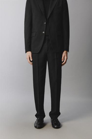 Zara 羊毛西裝長褲 - 黑色