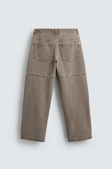 PANTALON DÉCONTRACTÉ À CLOUS - Sable / Chiné de Zara - Image 8