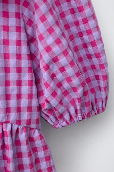 GINGHAM CHECK PRINT DRESS - Raspberry by Zara - Image 3