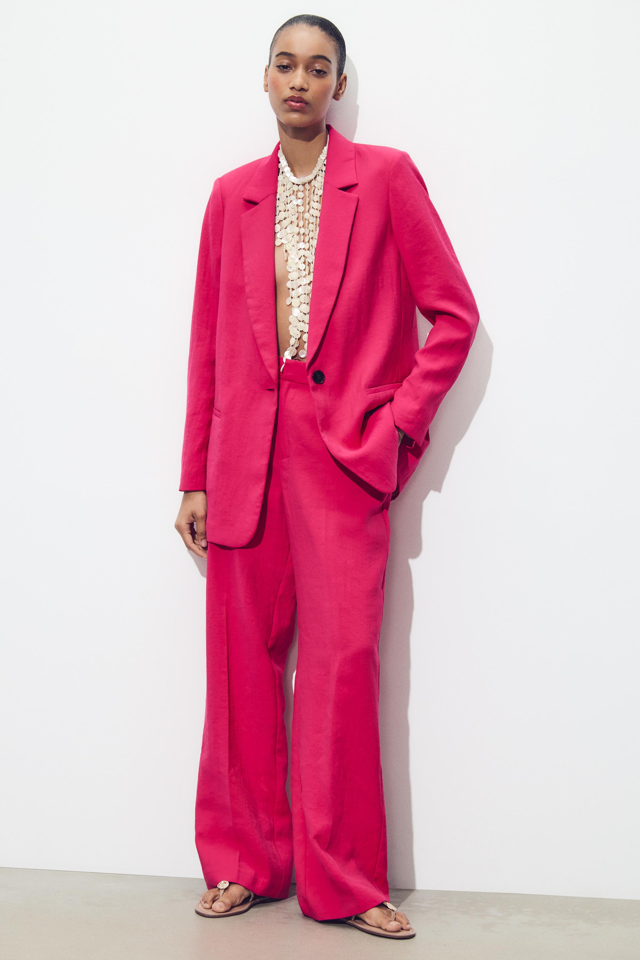pink dress pants zara BARREL PANTS WITH ELASTIC WAIST - Pale pink