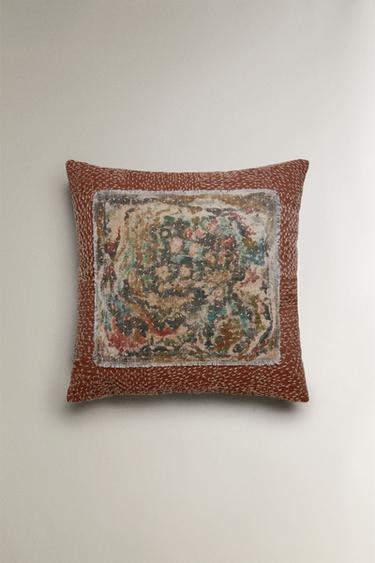 FEDERA CUSCINO APPLIQUE E STITCHING - Marrone di Zara - Immagine 0