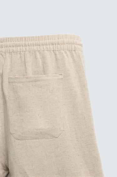 SHORT RELAXED FIT VISCOSE - LIN - Beige clair de Zara - Image 9