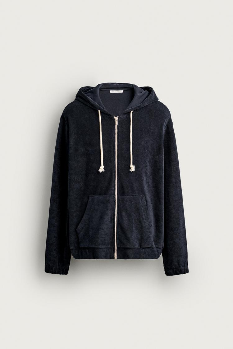 RELAXED FIT TERRY ZIP-UP HOODIE