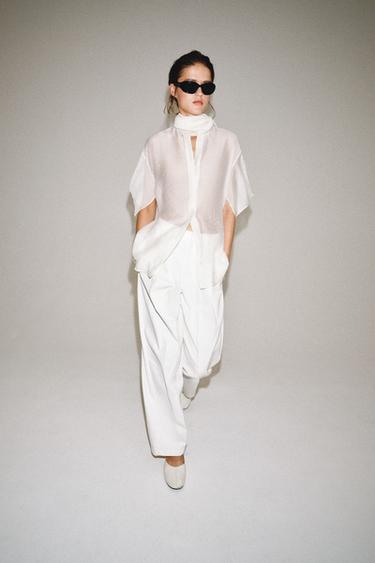 ZW COLLECTION SCARF SHIRT - White by Zara - Image 5