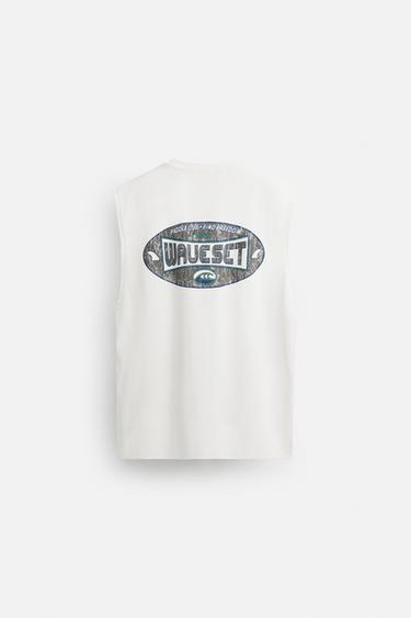 تيشرت تانك بطبعات مغسولة - أبيض مكسور الخاص بـ Zara