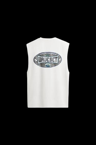 Zara WASHED PRINT TANK TOP - Oyster-white - Image 0