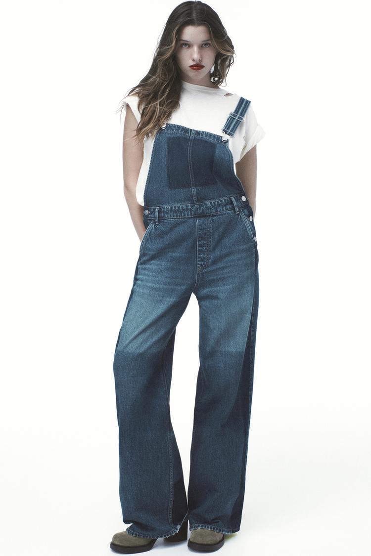 TRF DENIM JUMPSUIT Navy blue ZARA Singapore - Main Image