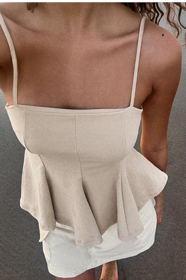 PEPLUM STRAPPY TOP - Beige by Zara - Image 4
