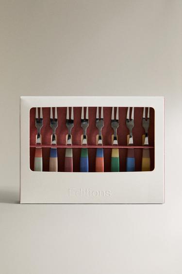 SET OF APERITIF FORKS WITH RESIN HANDLE (SET OF 8) - Silver by Zara - Image 5