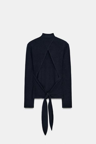 TOP EN MAILLE OUVERT AU DOS - Bleu marine de Zara - Image 5