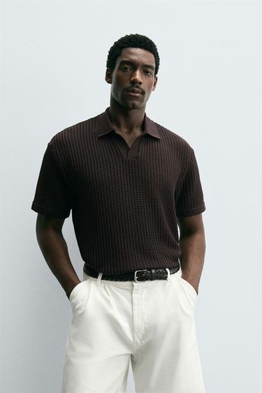 TEXTURED POLO SHIRT - Brown by Zara
