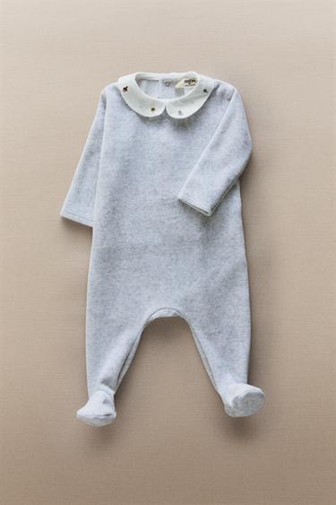 GRENOUILLÈRE BÉBÉ CACHE-COU BRODÉ - Gris chiné de Zara - Image 4