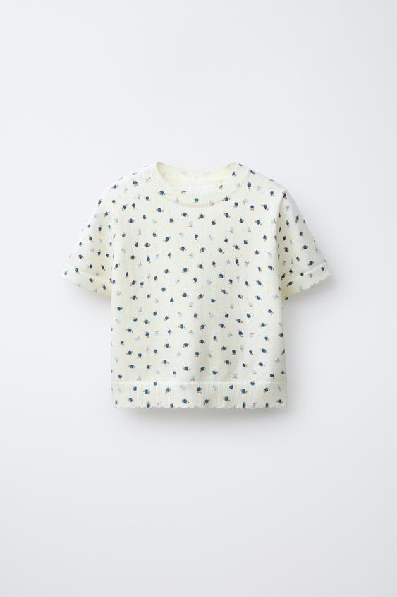 SO ME Be The Sunshine Textued Floral Knit Top with Contrast Cuffs
