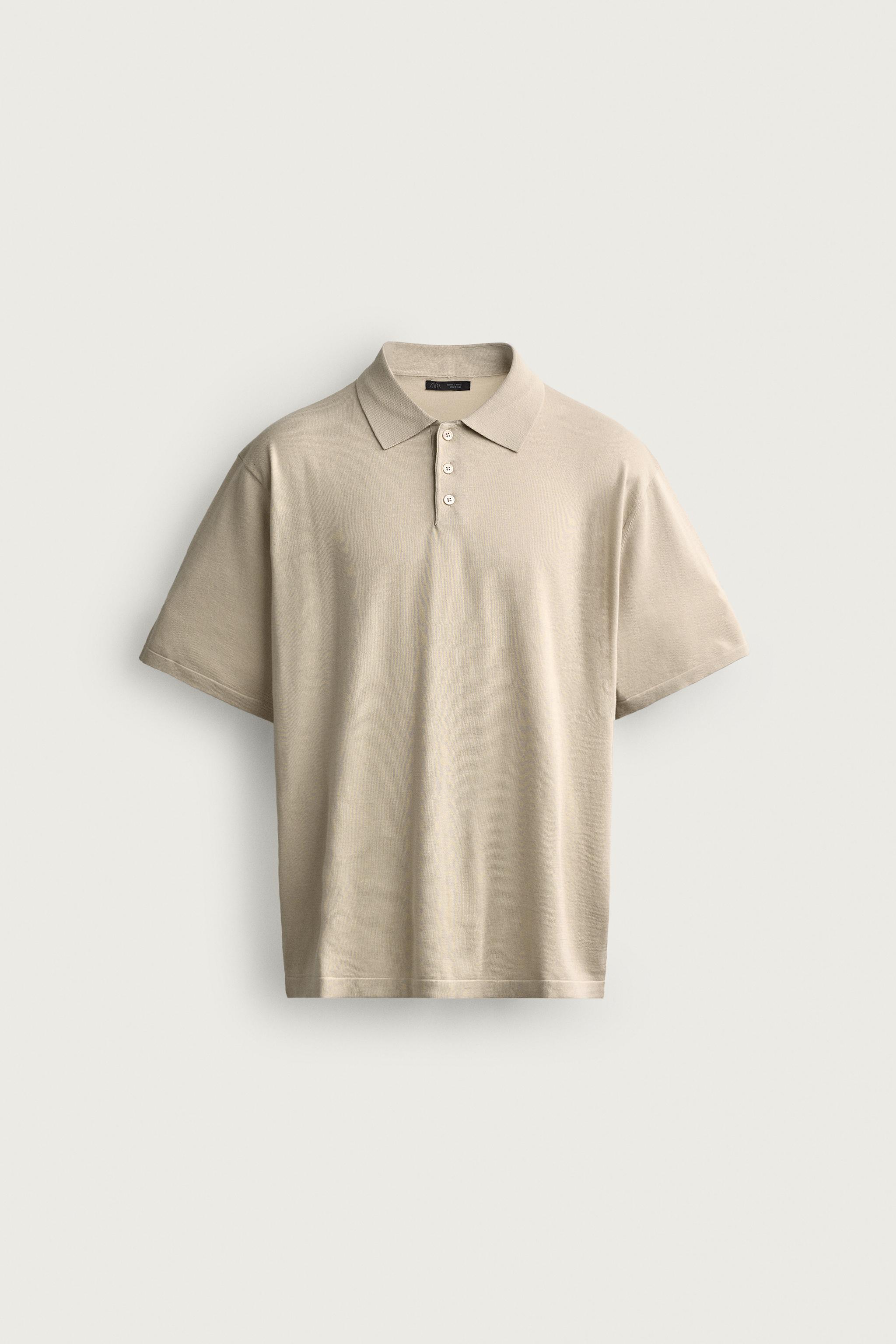 REGULAR FIT COTTON BLEND KNIT POLO — taupe brown