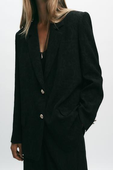 BLAZER JACQUARD HOMBRERAS - Negro de Zara