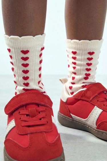 3-PACK OF STRIPED AND HEART SOCKS - Red by Zara