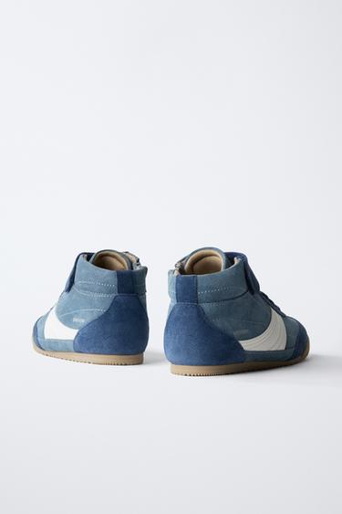 LEATHER BOXING HIGH-TOP SNEAKERS - Blue by Zara - Image 7