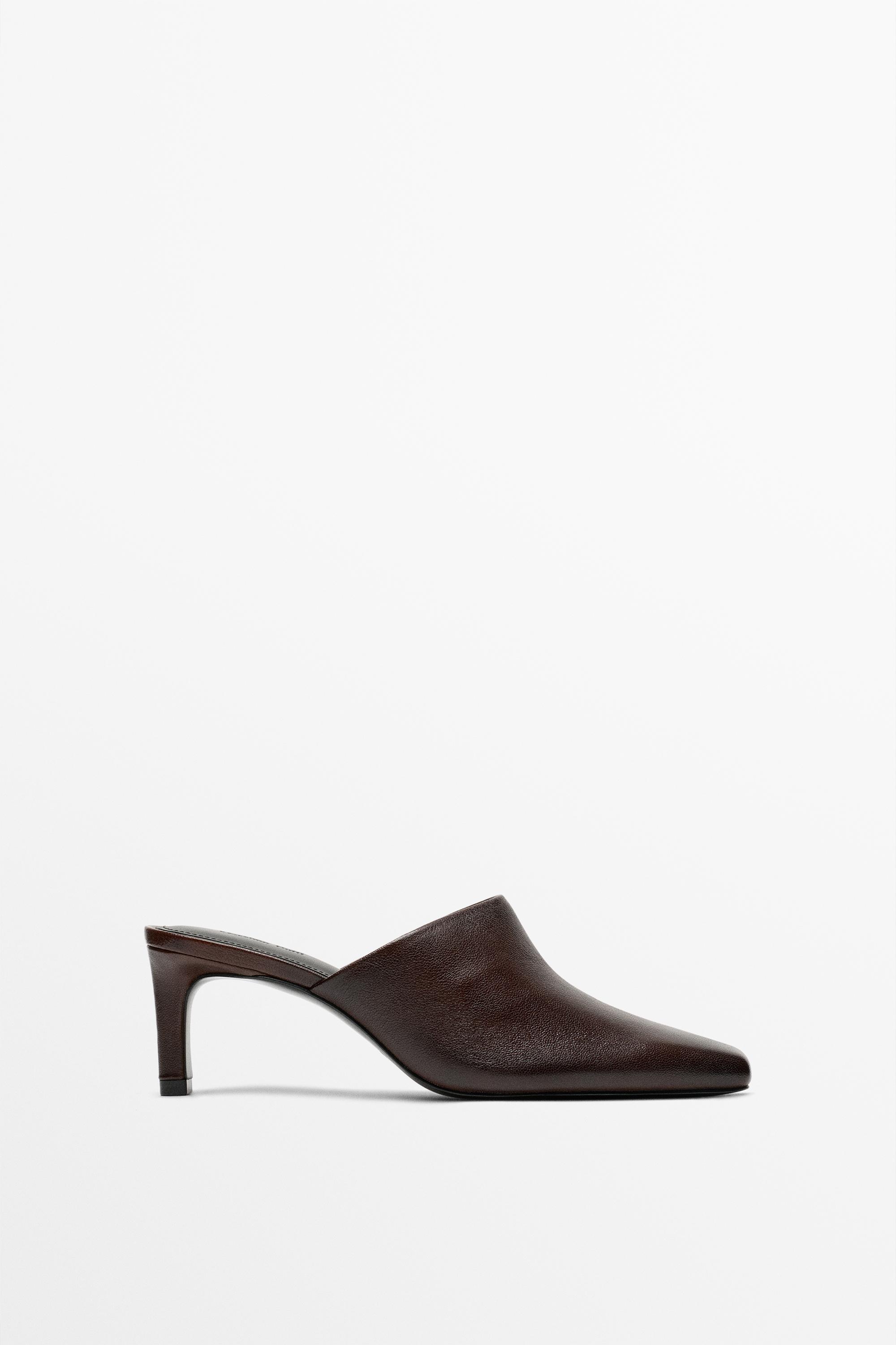 Slingback leather heel shoe — Burgundy Red