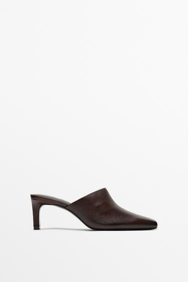 Zara Slingback leather heel shoe - Burgundy Red - Image 0