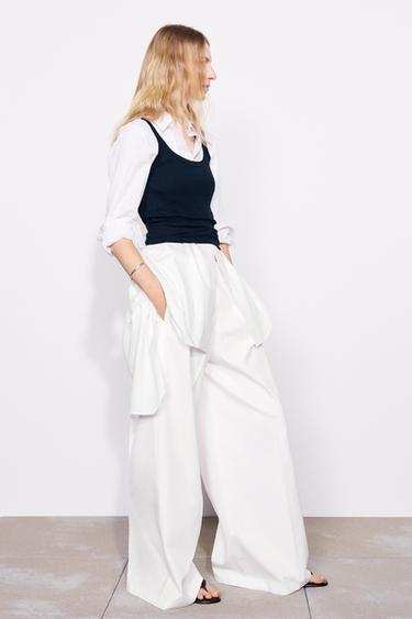 PANTALON BARREL ZW COLLECTION - Blanc de Zara