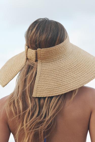 WIDE-BRIMMED WOVEN VISOR - Light beige by Zara