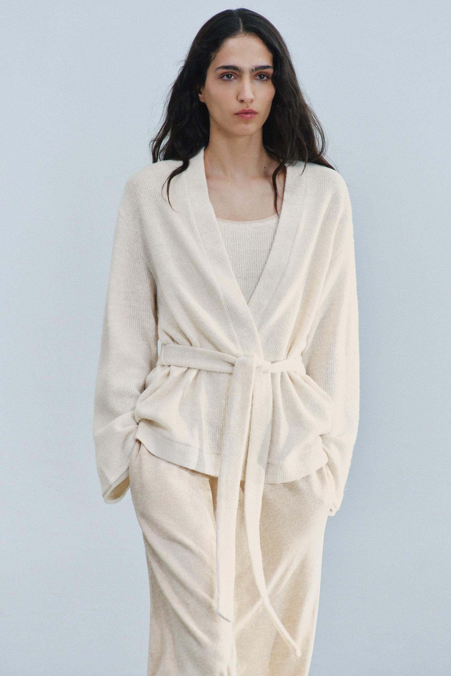 Женская куртка Zara Belted, цвет: Экрю — фото 3