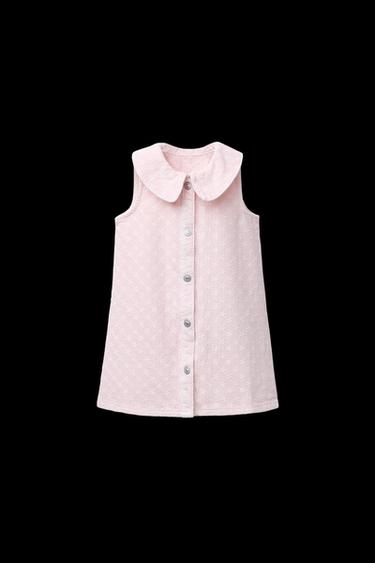 VESTIDO SARGA FLORES BORDADAS - Rosa de Zara - Imagen 0