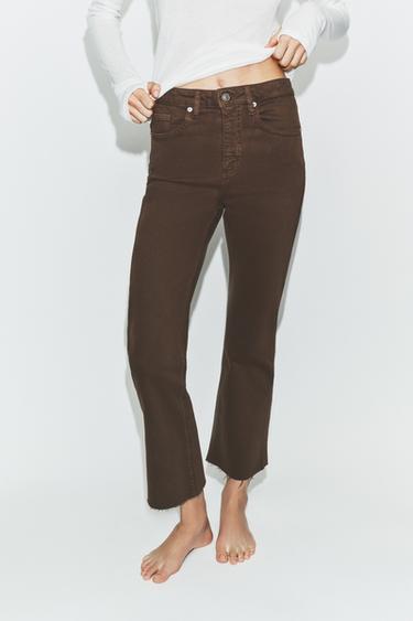 TRF CROPPED FLARE HIGH-WAIST JEANS - Brown by Zara