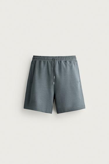 RELAXED FIT INTERLOCK JOGGING BERMUDA SHORTS - Faded blue by Zara