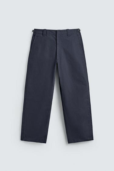 RELAXED FIT CHINO TROUSERS WITH SIDE TABS - Blue by Zara