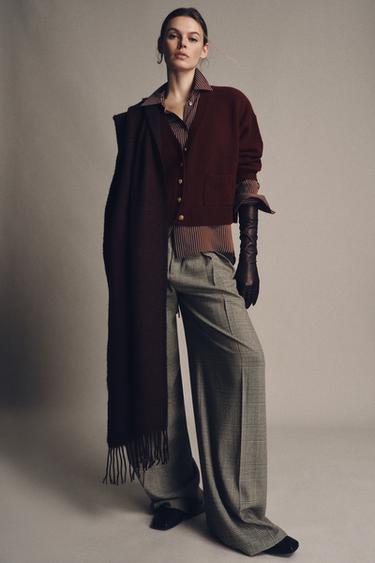 100% WOOL JACKET WITH GOLD BUTTONS - Burgundy by Zara