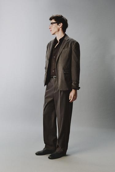 WASHED EFFECT SUIT BLAZER - Taupe grey by Zara - Image 3