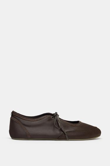 SPORTS BALLERINA WITH LACES - Brown by Zara