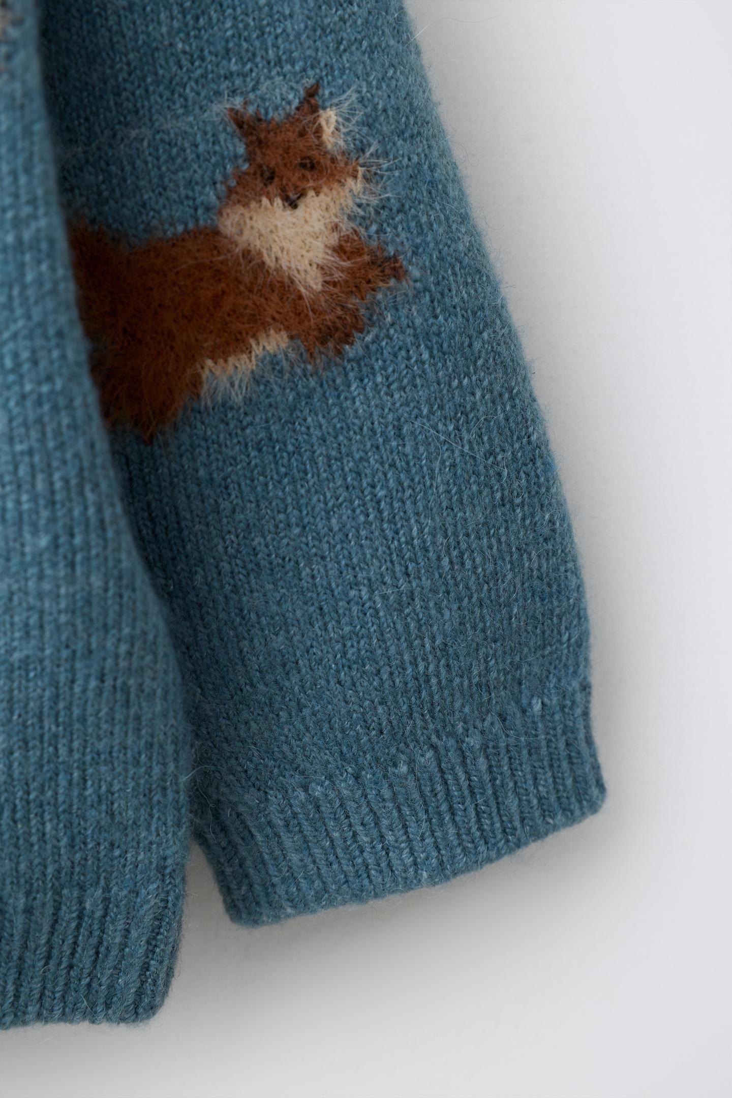 Детский свитер Zara Fox Knit, цвет: Синий — фото 3