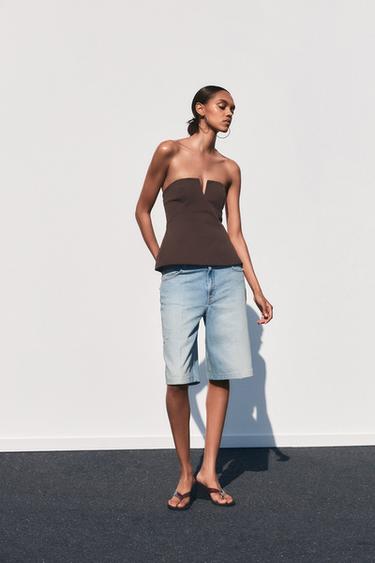 HAUT BUSTIER - Marron de Zara