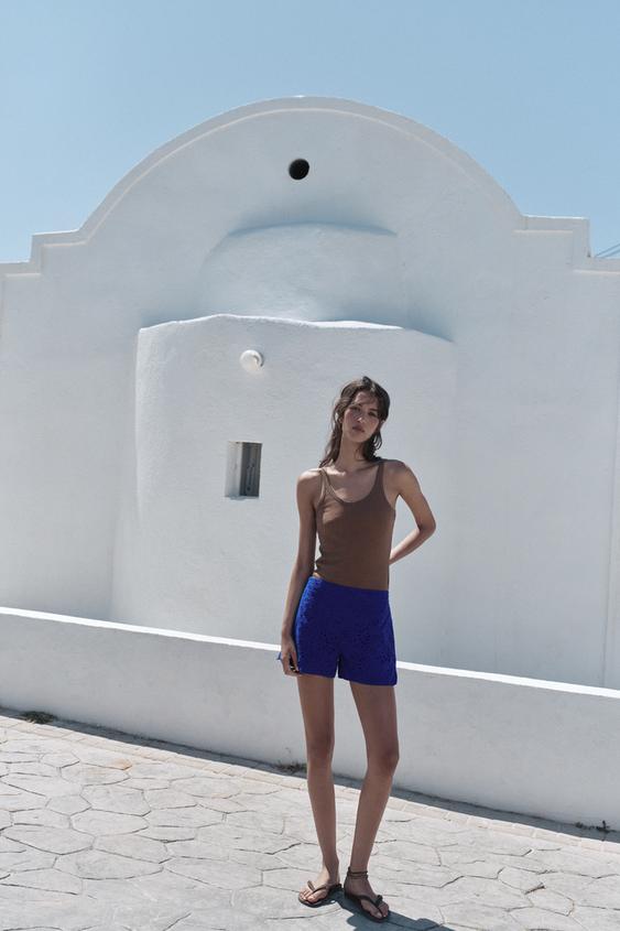 EMBROIDERED EYELET SHORTS from Zara - $45.90